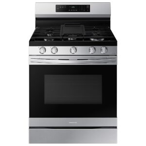 Samsung 6.0 cu. ft. Smart Freestanding Gas Range with No-Preheat Air Fry & Convection in Silver(NX60A6511SS/AA)