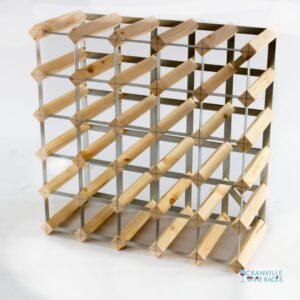 Symple Stuff Ollerton 30 Bottle Wine Rack Natural Pine / Galvanised Steel 52cm H X 52cm W X 23cm D