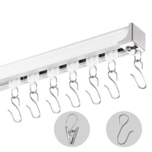 VEVOR Ceiling Curtain Track Set, 11.8 FT/3.6 Meter, Sliding Ceiling Track System for Curtains, Room Divider Curtain Track Ceiling/Wall Mounted for Living Room Bedroom with Hooks and Hardware, White
