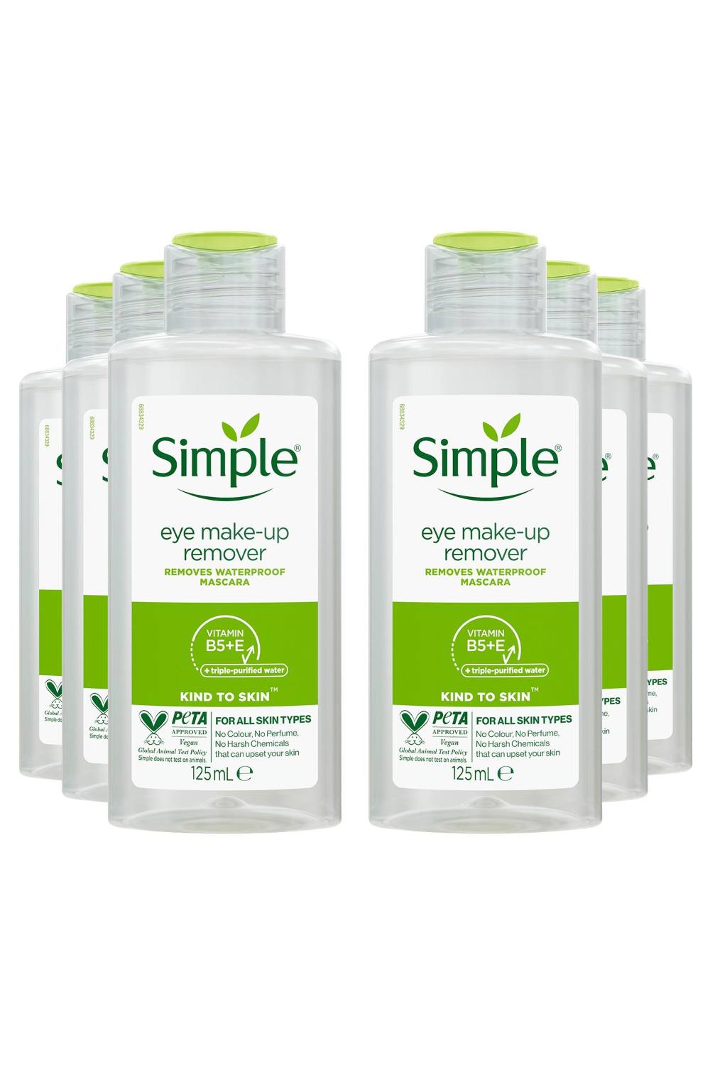 Simple Women's Kind to Skin Eye 'Make-up Remover' 125ml, Pack of 6 in Clear Clear One Size female