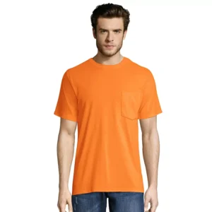 Big & Tall Hanes® Workwear 2-pack X-Temp Fresh IQ Crewneck Pocket Tees, Men’s,  – Safety Orange – Size: XXL