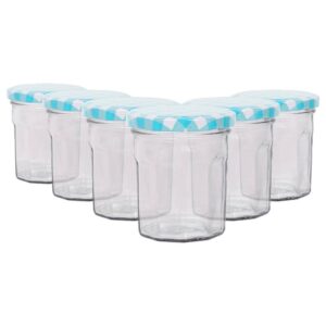 Argon Tableware 150ml Glass Jam Jars – Set of 6 – Empty Screw Top Preserving Jar in Blue Blue