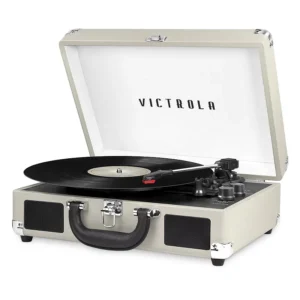 Victrola Journey Bluetooth Suitcase Record Player with 3-speed Turntable, Light Gray – Light Gray – Size: One Size