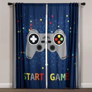 Lush Decor Video Games Window Curtain Panels, Blue – Navy – Size: 84X52