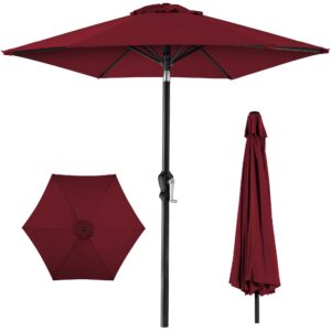 Best Choice Products Outdoor Steel Market Patio Umbrella Decoration w/ Tilt, Crank Lift – 10ft – Burgundy