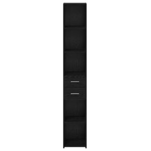 17 Stories vidaXL Bookcase with Drawer Engineered Wood Storage Furniture Tall Bookshelf Black Oak 185.2cm H X 30cm W X 42.4cm D