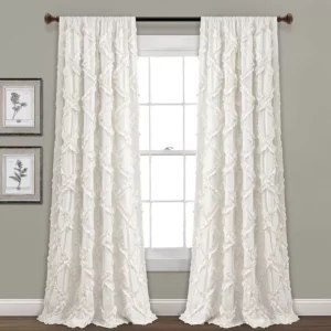 Lush Decor Ruffle Diamond Window Curtains Set, White – White – Size: 54X63