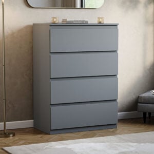 17 Stories Cunha 4 Drawer Chest Modern Bedroom Furniture Grey 95.5cm H X 70cm W X 40cm D