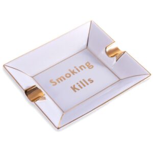 Bey-Berk Smoking Kills Porcelain Ashtray Catchall White NoSize