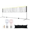 BRUTS SPORTS Badminton Net, Height Adj. Volleyball Net, 20ft Wide Foldable Pickleball Net, Portable Tennis Net Set with Poles, Stand, Bag, Rackets